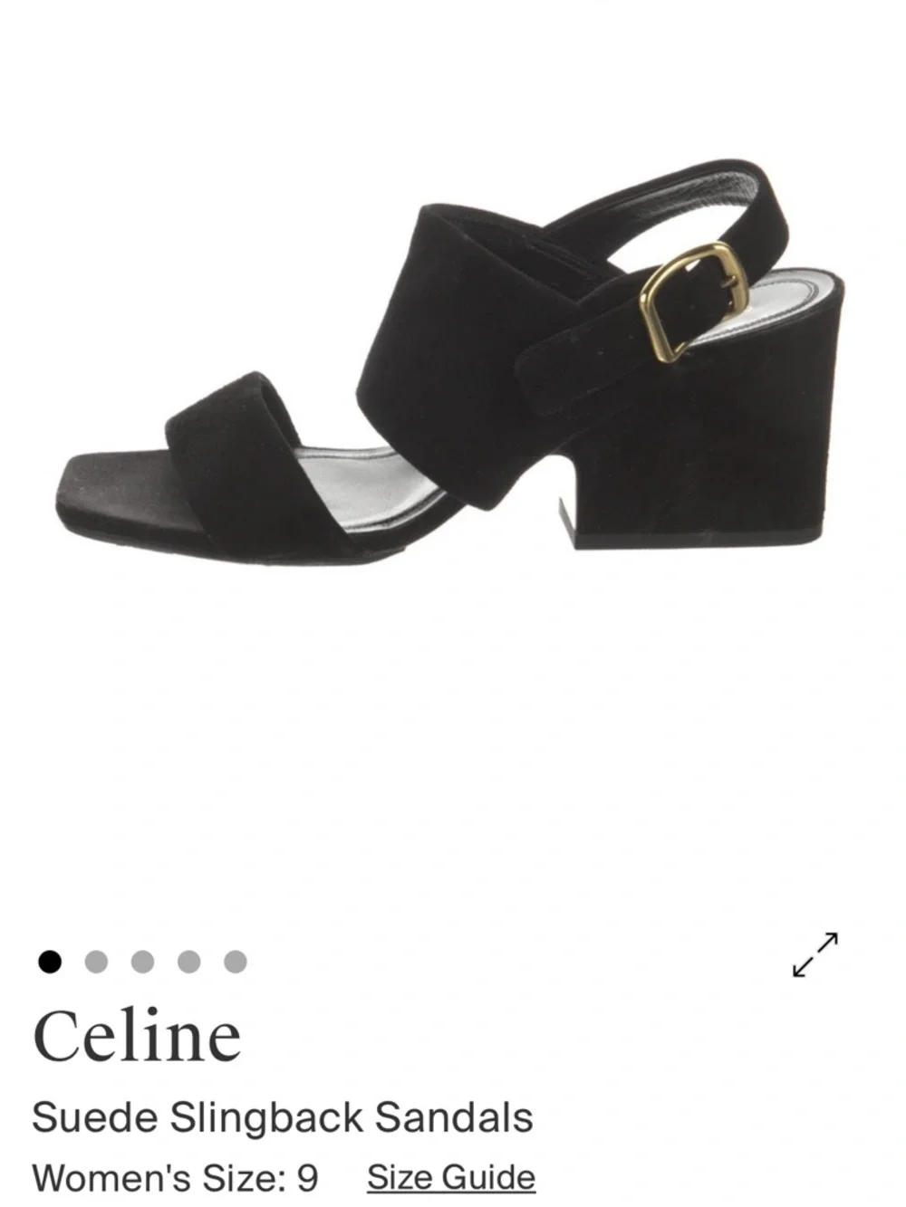 Celine Black Suede Block Heel Slingback Sandals - Picture 1 of 9